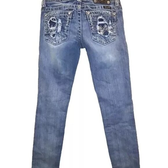 Euc Miss Me Jeans Mid-Rise Distressed Cuffed Skinny Size 24 - Picture 3 of 5